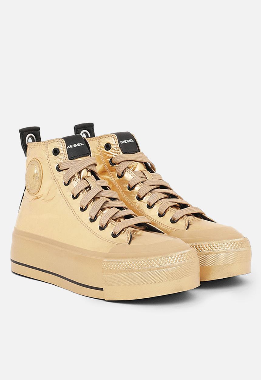 Diesel  - S-astico mc wedge sneakers - gold