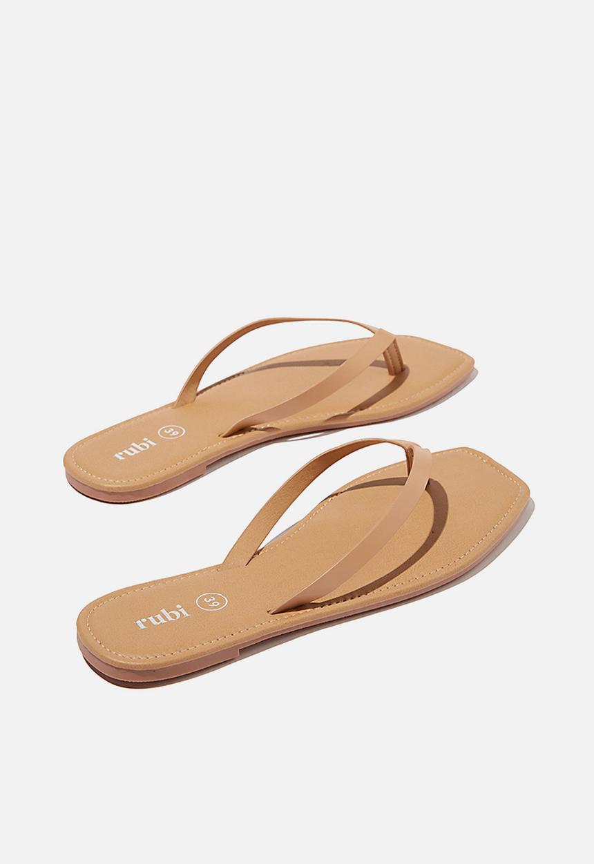 Cotton On - Everyday stella square toe thong - camel 