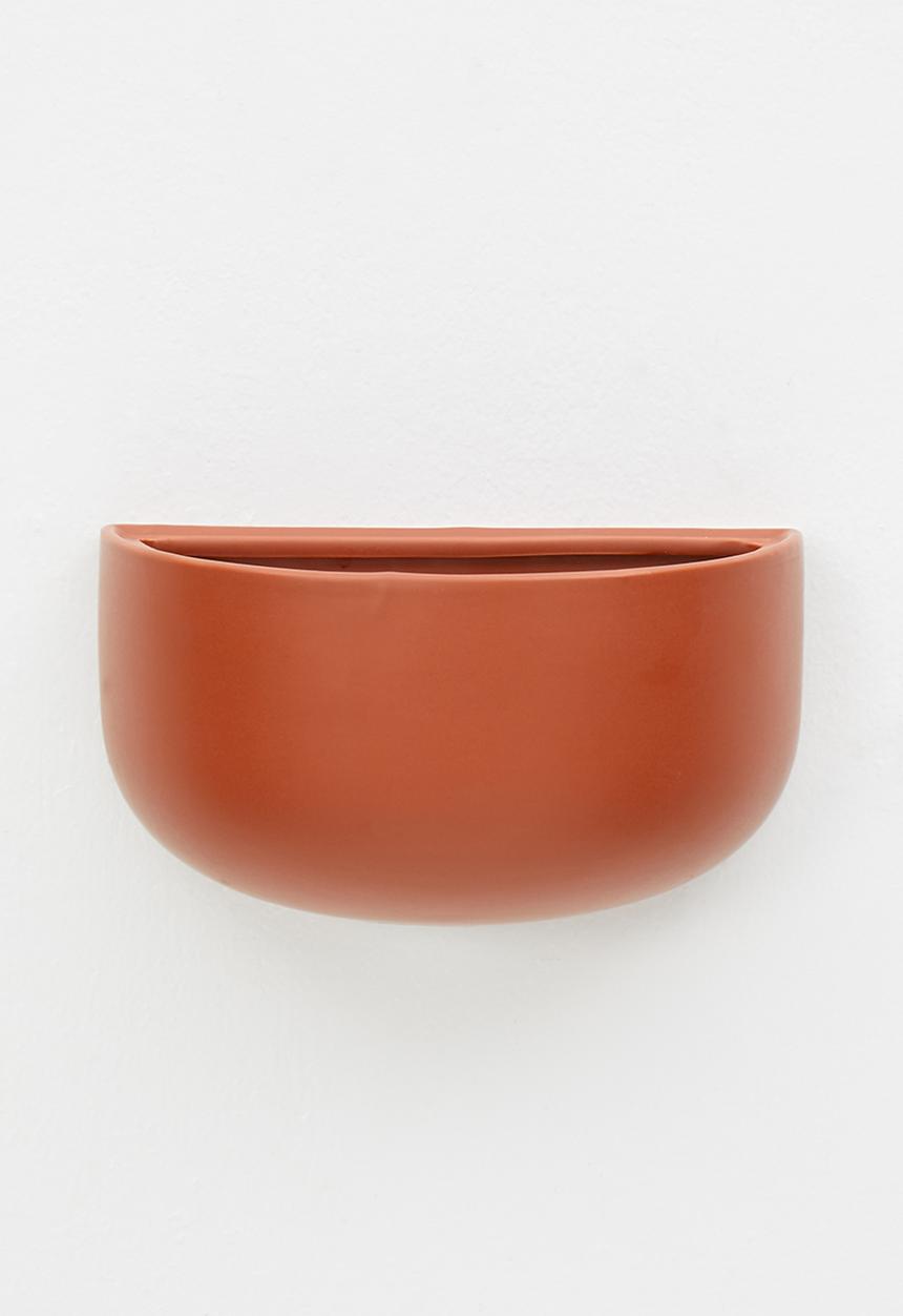 Present Time - Oval wall planter wide - clay