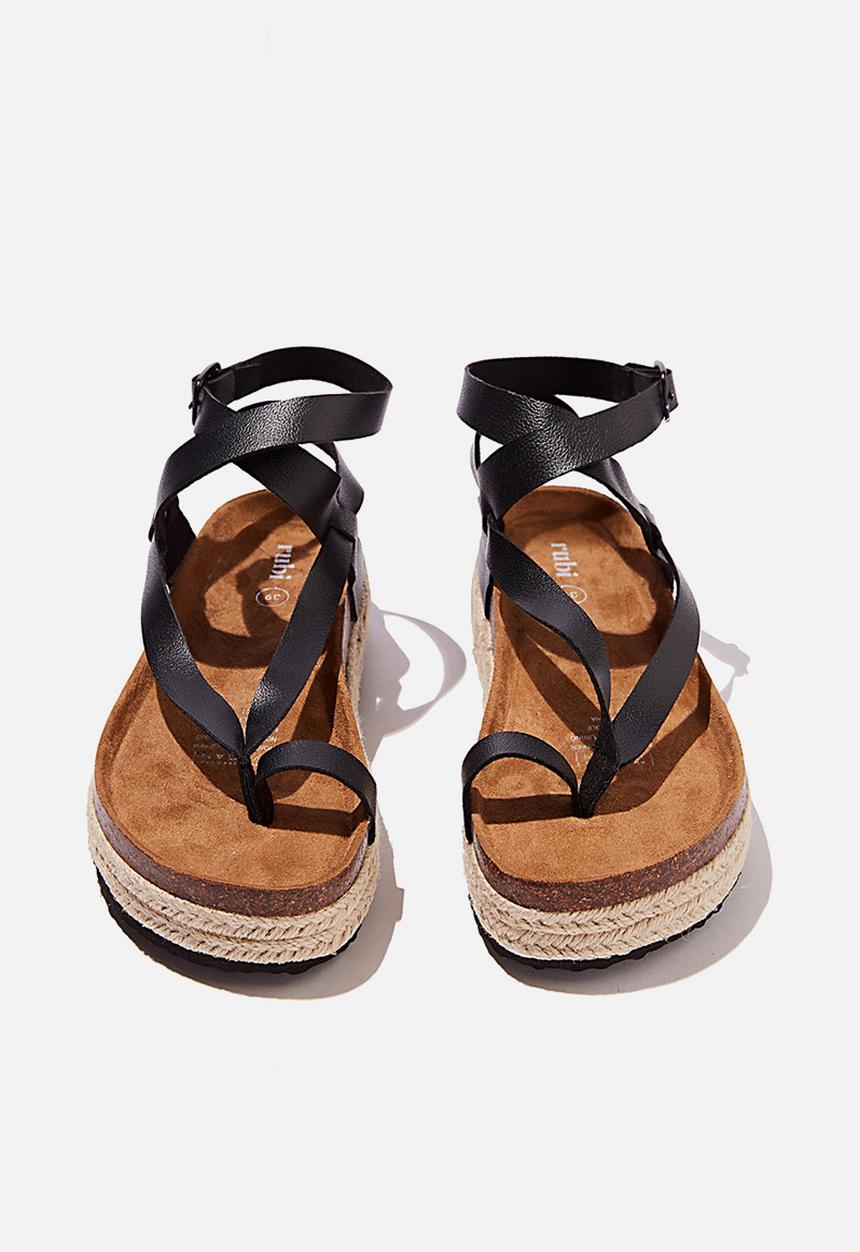 Cotton On - Ally flatform sandal - black