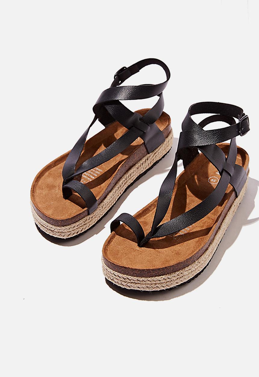 Cotton On - Ally flatform sandal - black