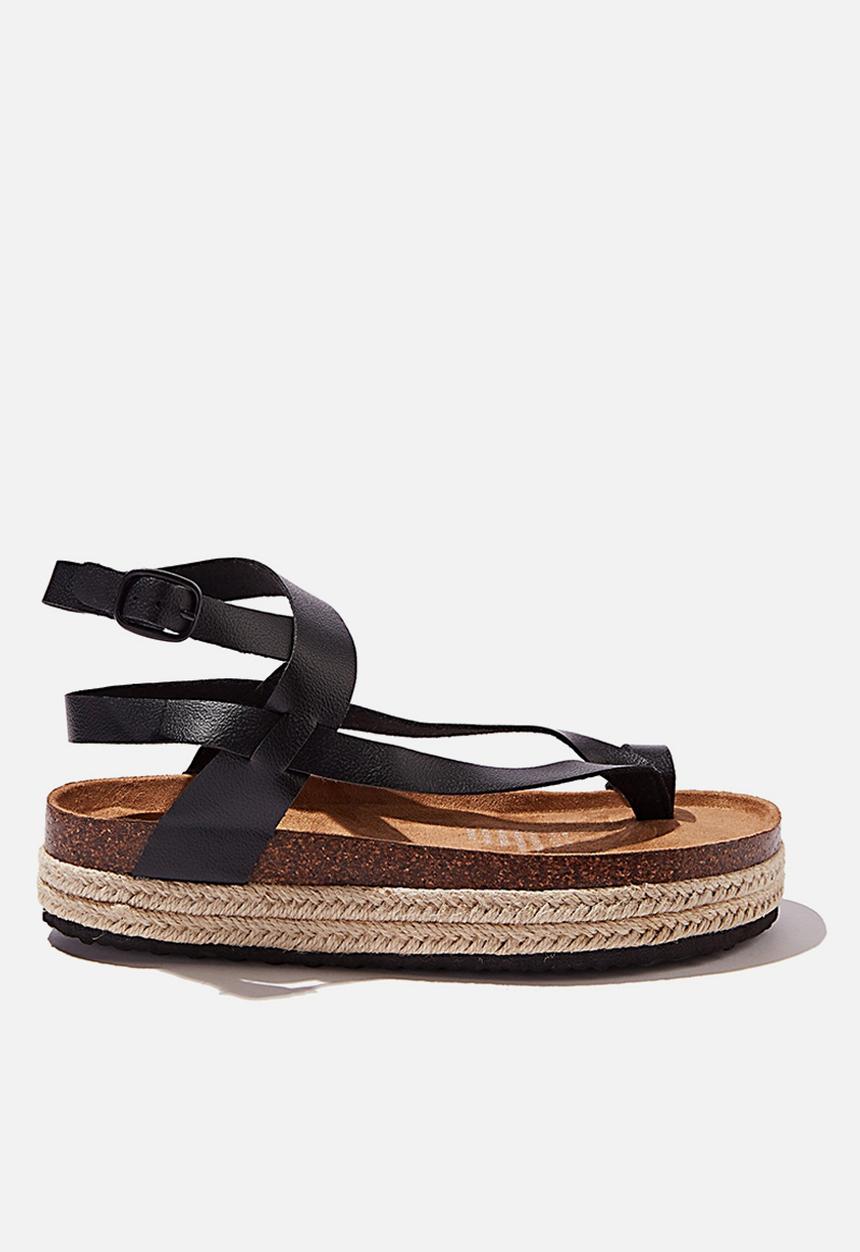 Cotton On - Ally flatform sandal - black