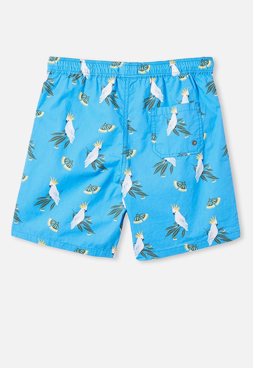 Free by Cotton On - Boys volly short - cockatoo gumnuts/blue bird