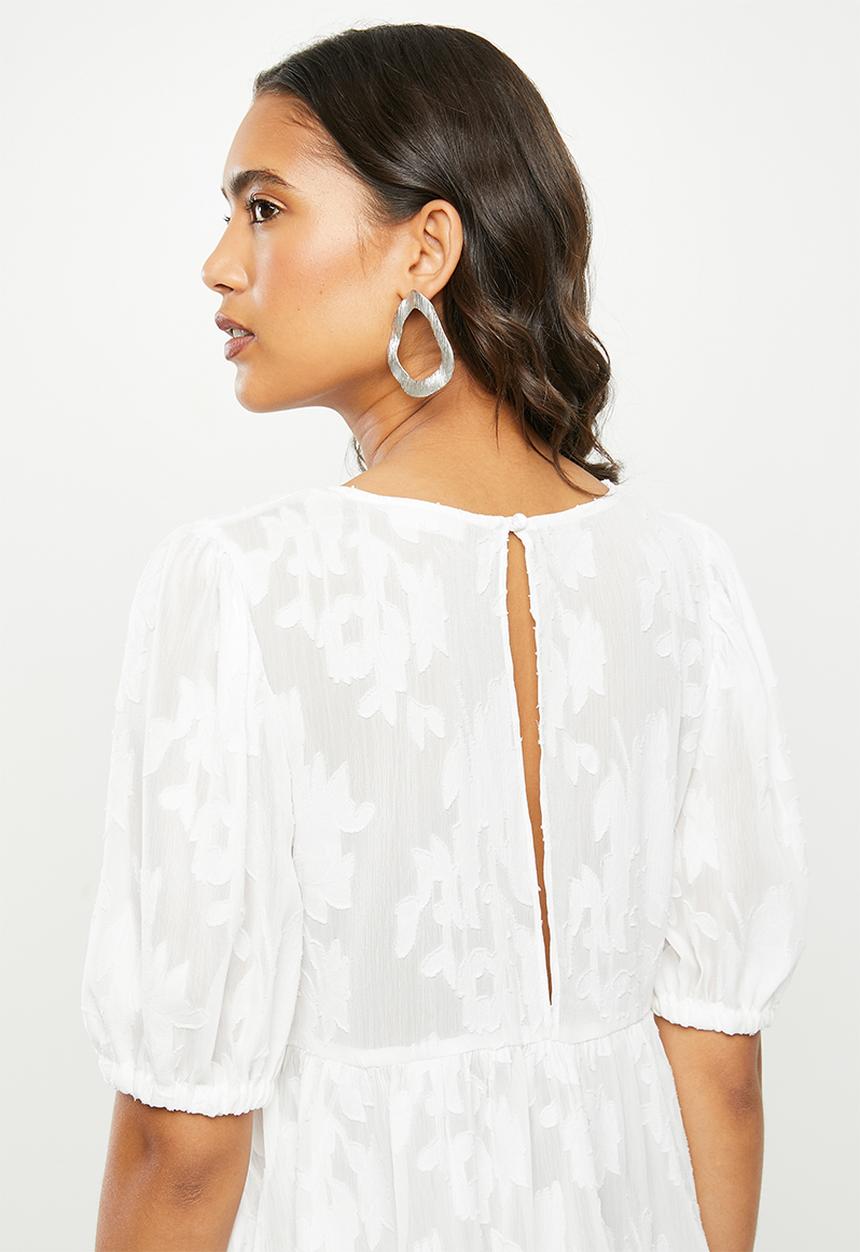 VELVET - Burn out puff sleeve blouse - white