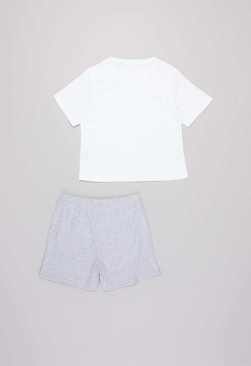 Rebel Republic - Girls printed pj set - white & grey