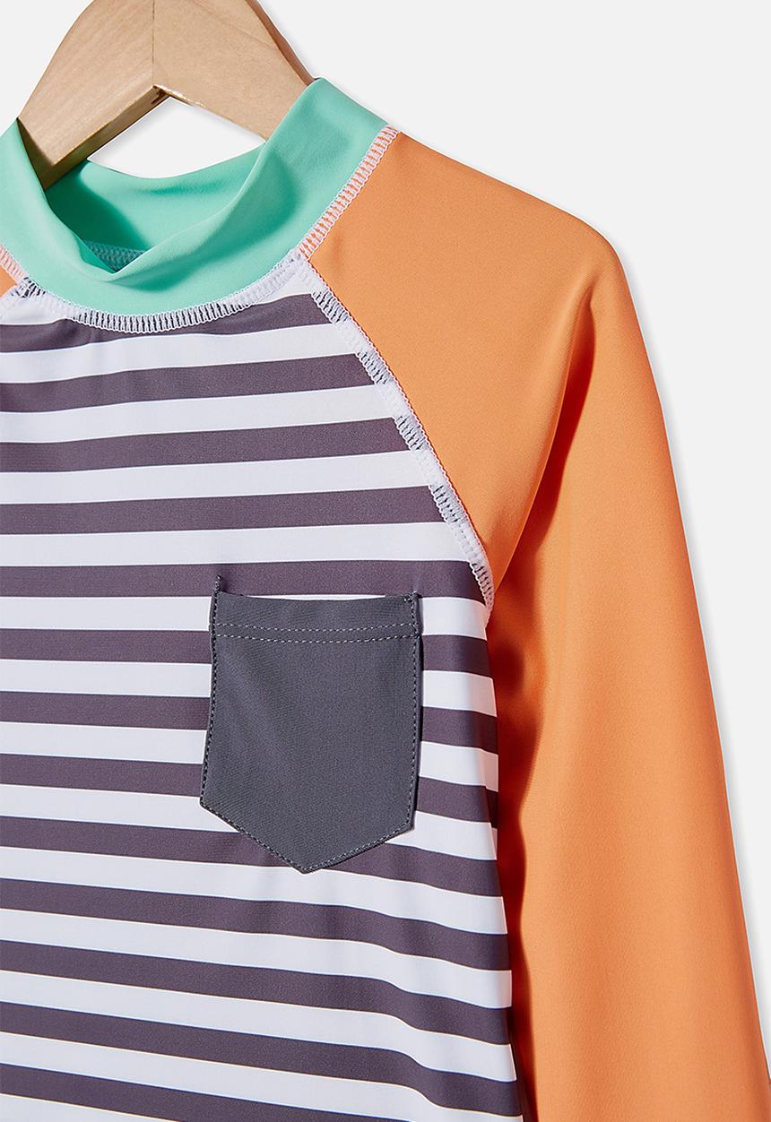 Cotton On - Flynn long sleeve raglan rash vest - multi 