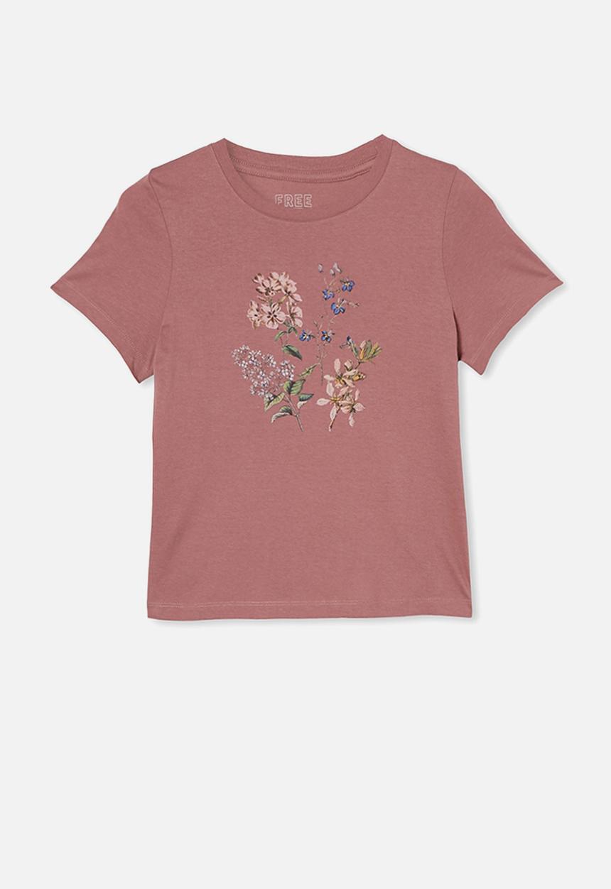 Free by Cotton On - Girls classic short sleeve tee - dusty berry