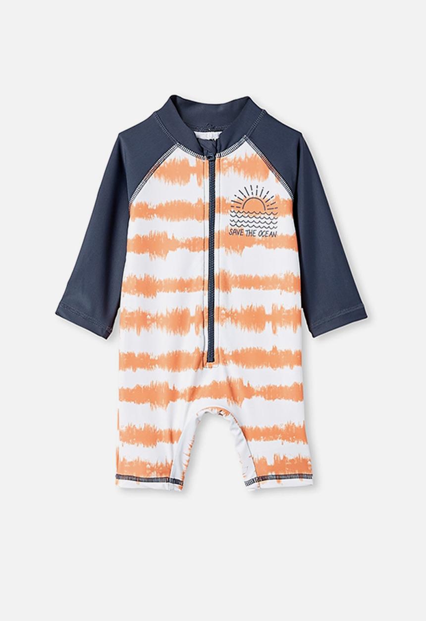 Cotton On - Cameron long sleeve swimsuit - dark melon tie dye