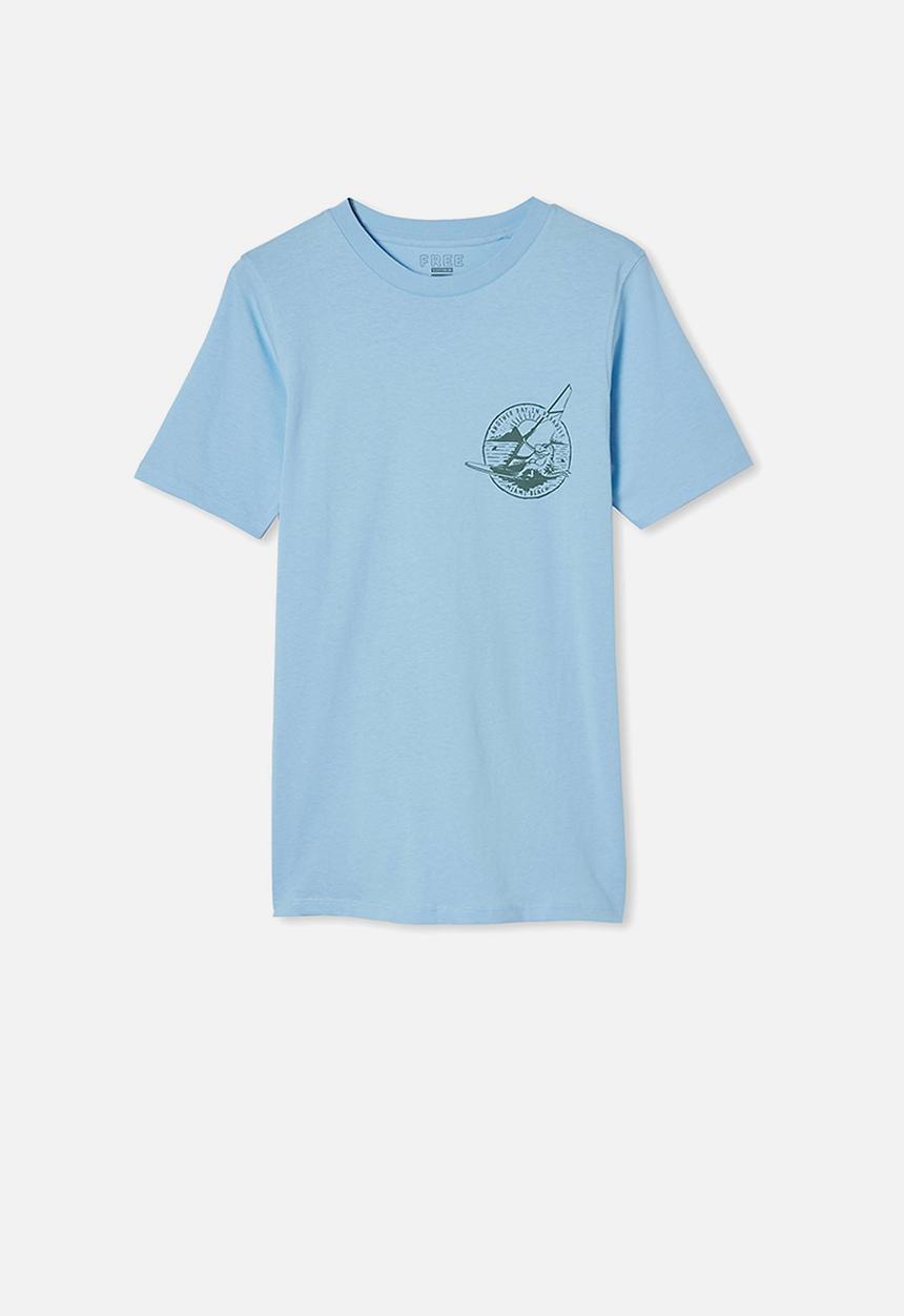 Free by Cotton On - Free boys skater short sleeve tee - sky haze