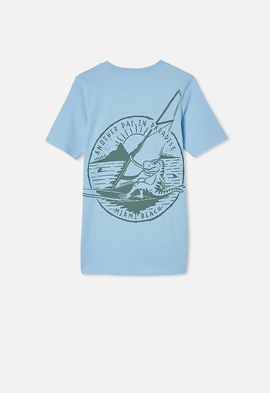 Free by Cotton On - Free boys skater short sleeve tee - sky haze