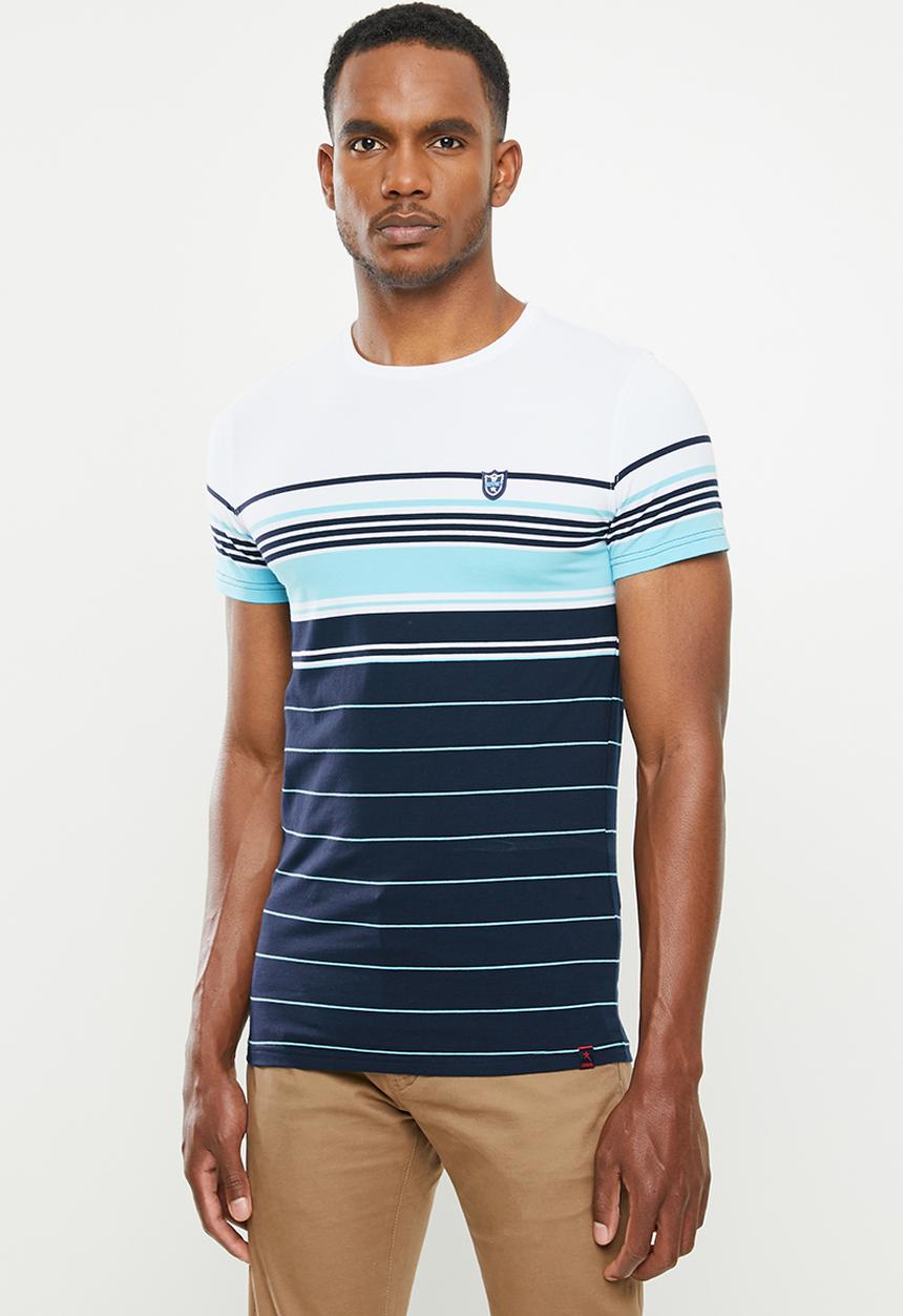 SOVIET - Rourke mens short sleeve fashion tee - white & blue