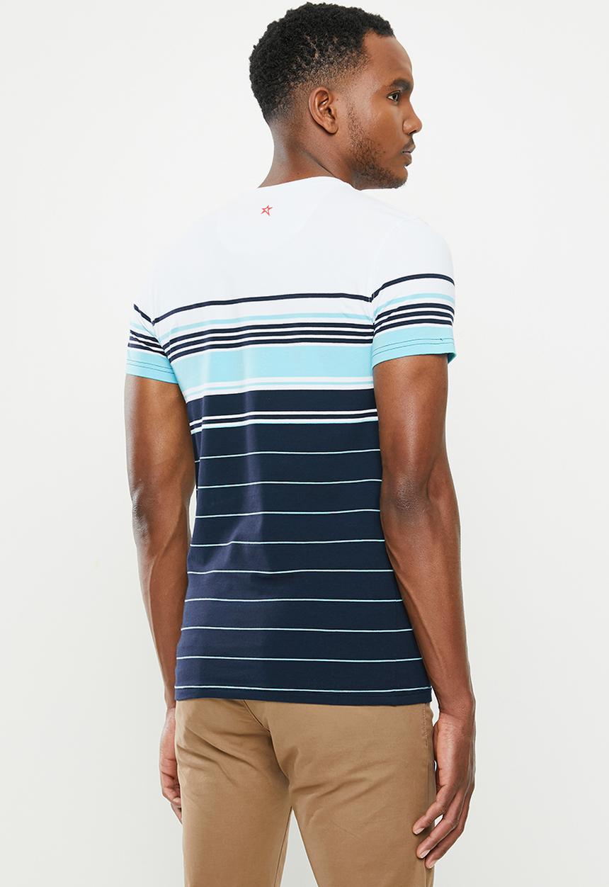 SOVIET - Rourke mens short sleeve fashion tee - white & blue