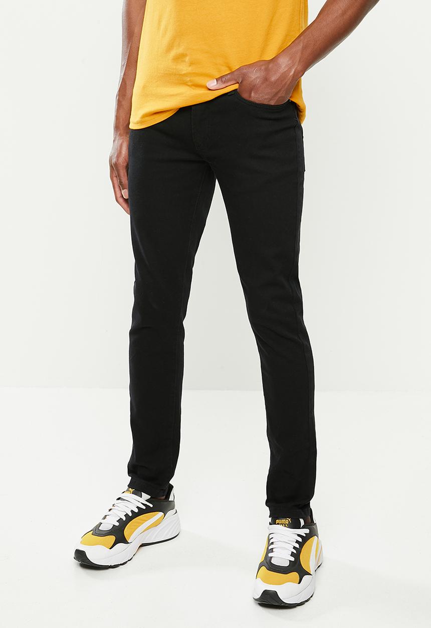 SOVIET - Strikers mens basic skinny denim - black