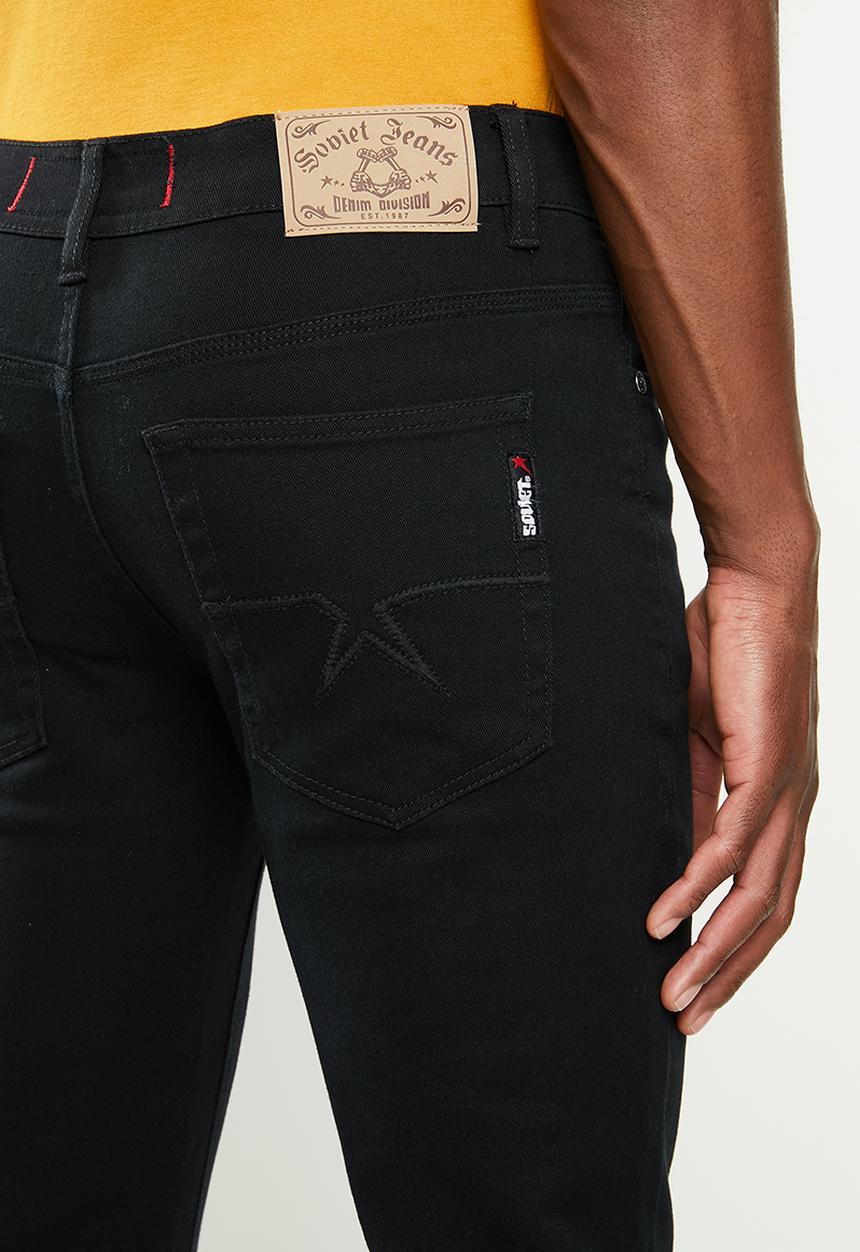 SOVIET - Strikers mens basic skinny denim - black