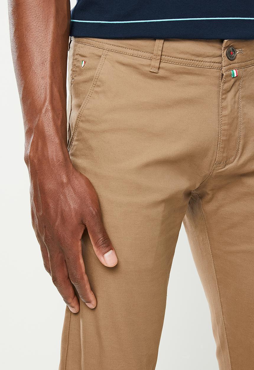 SOVIET - Beechworth mens slim leg fashion chino - brown
