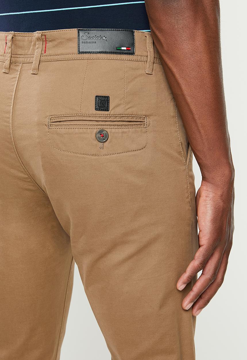 SOVIET - Beechworth mens slim leg fashion chino - brown