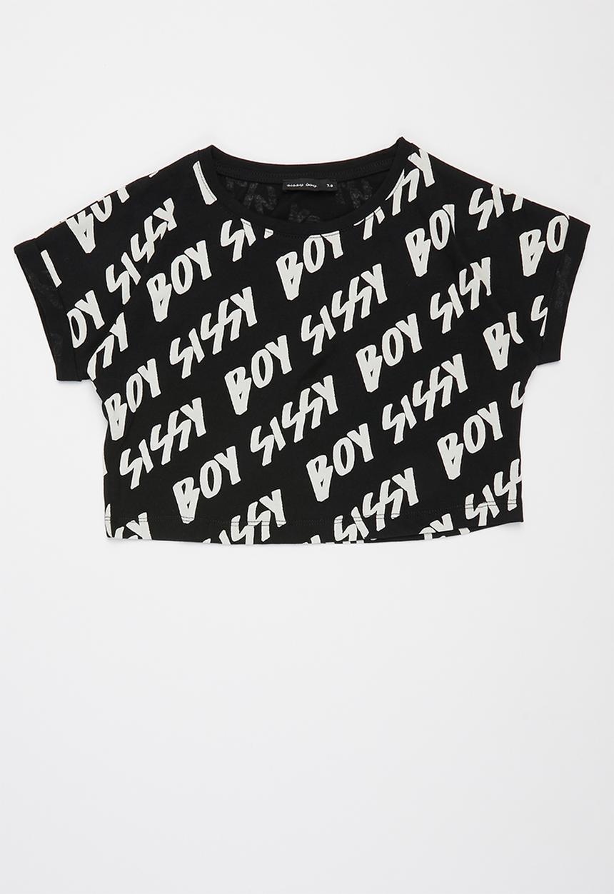 SISSY BOY - Boxy basic T-shirt - black & white