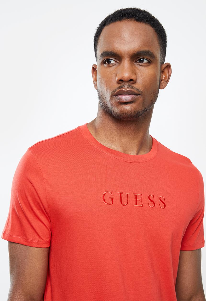 GUESS - Pima emb logo crew short sleeve tee - red