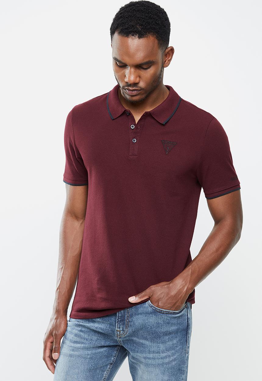 GUESS - Short sleeve Guess tipping polo - purple