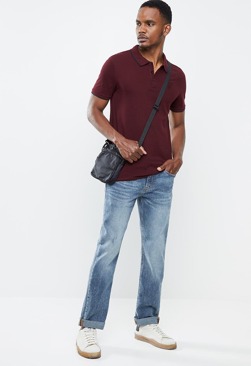 GUESS - Short sleeve Guess tipping polo - purple