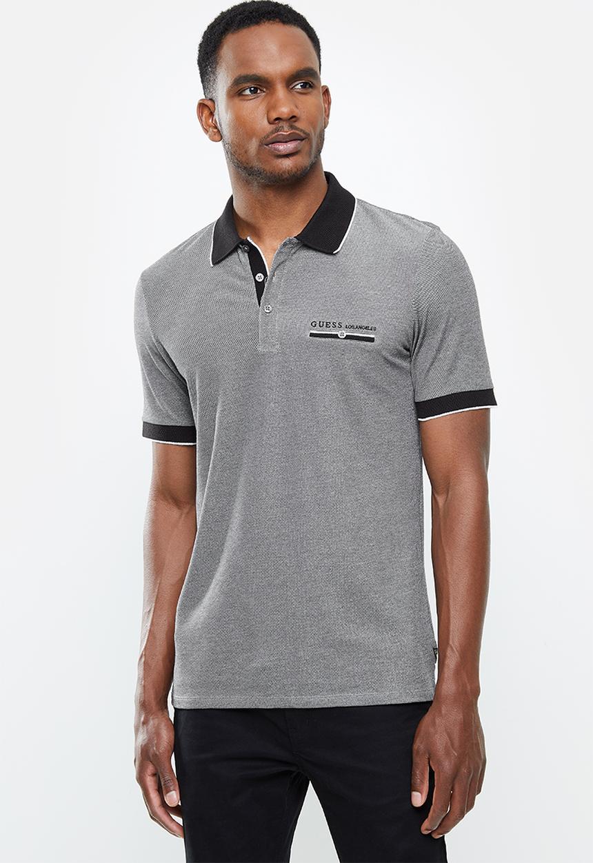 GUESS - Short sleeve Guess fashion contrast pocket/collar golfer - black 