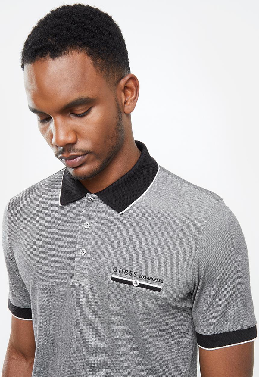 GUESS - Short sleeve Guess fashion contrast pocket/collar golfer - black 