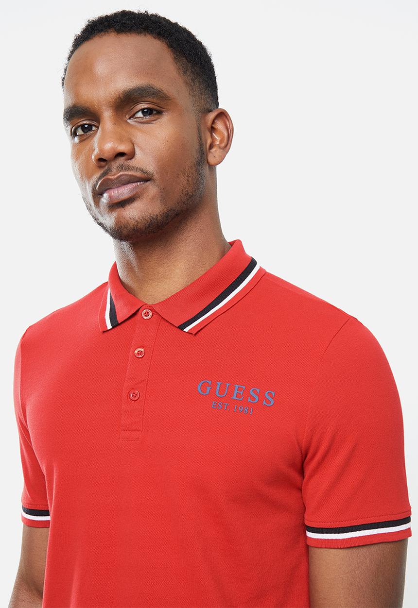 GUESS - Fashion polo with tipping - red