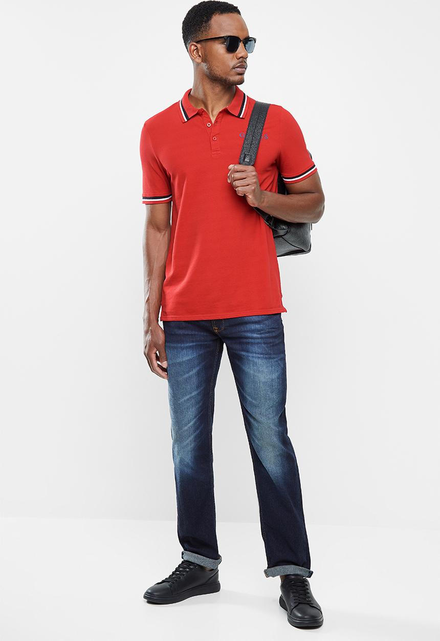 GUESS - Fashion polo with tipping - red