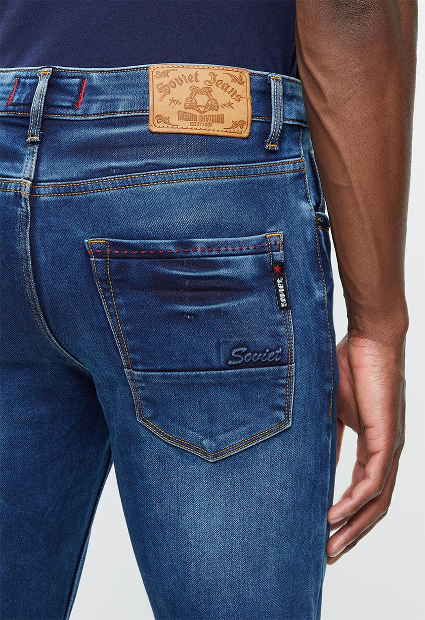 SOVIET - Commodus mens slim fit denim - blue