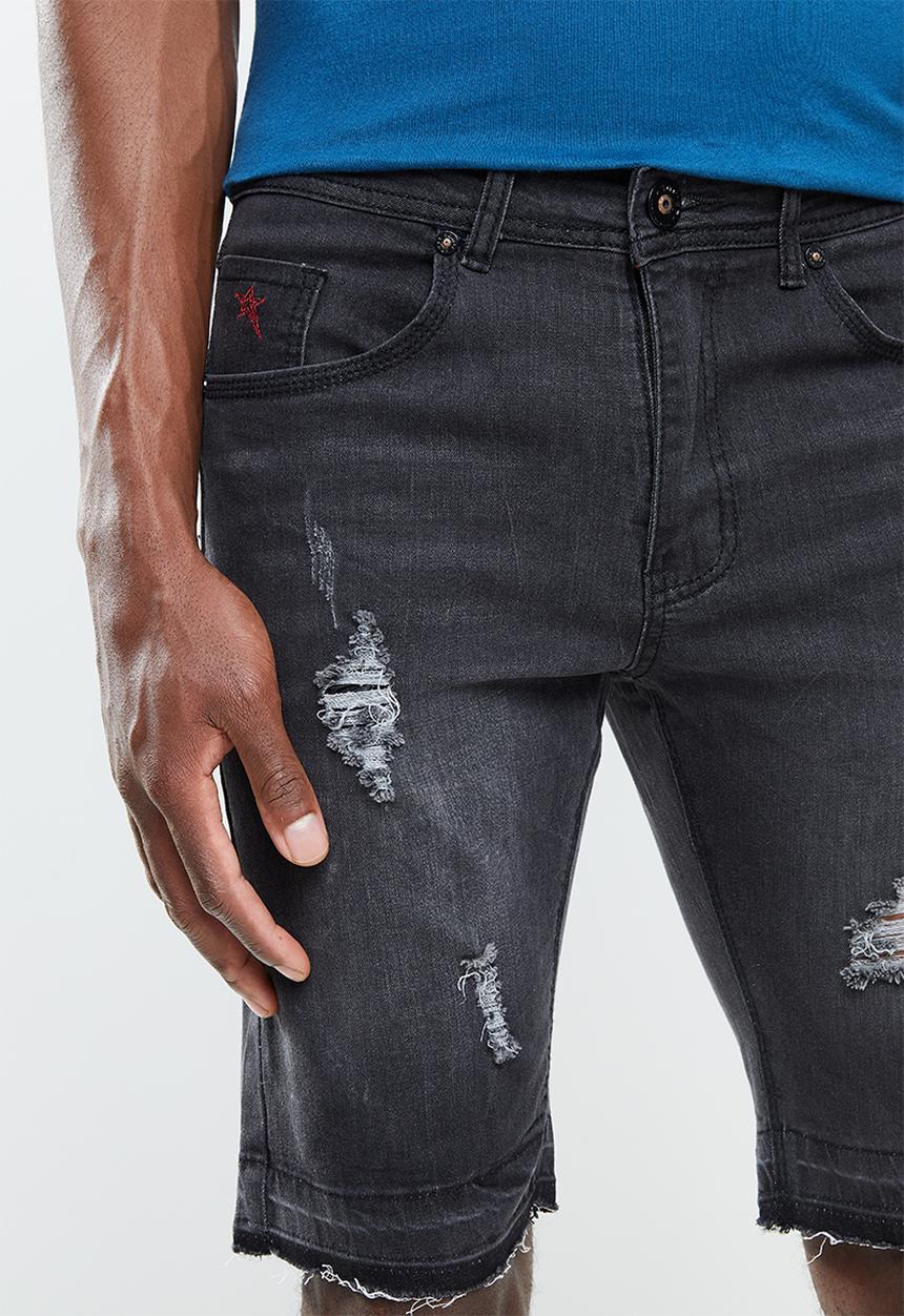 SOVIET - Brett mens denim short - black