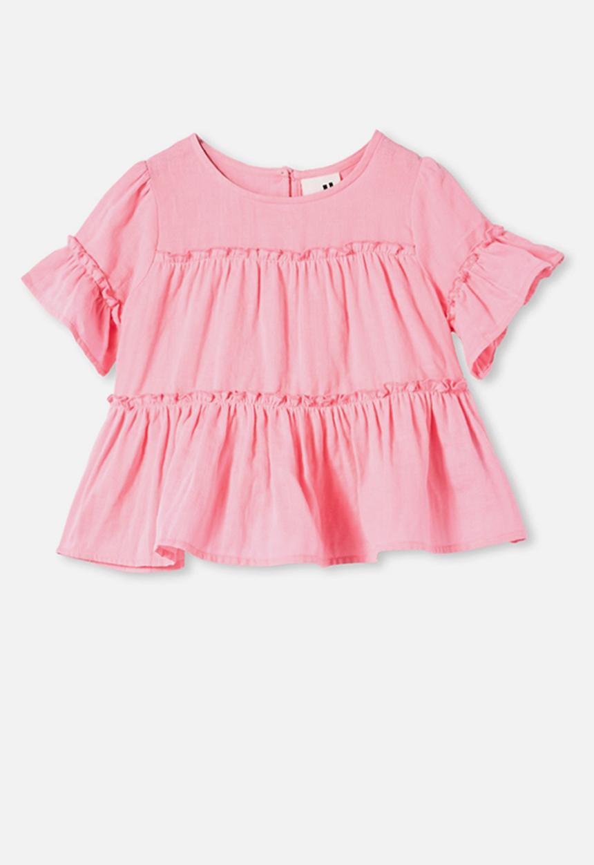 Cotton On - Frede short sleeve frill top - cali pink