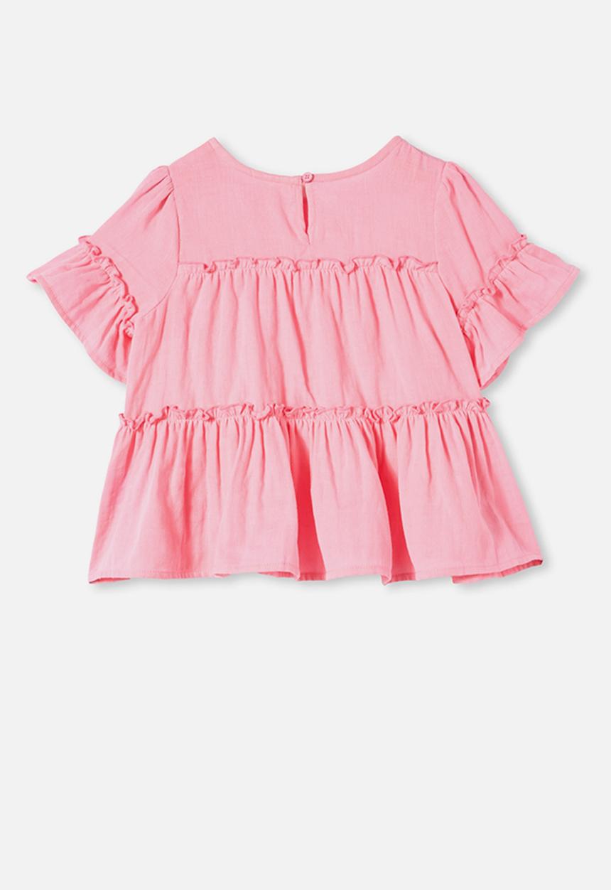 Cotton On - Frede short sleeve frill top - cali pink