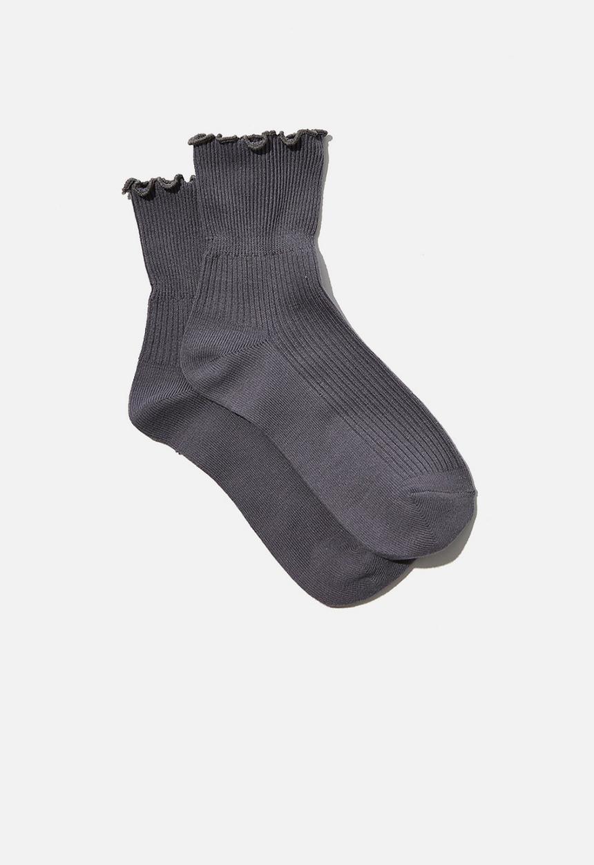 Cotton On - Frill ribbed quarter crew sock - grisaille