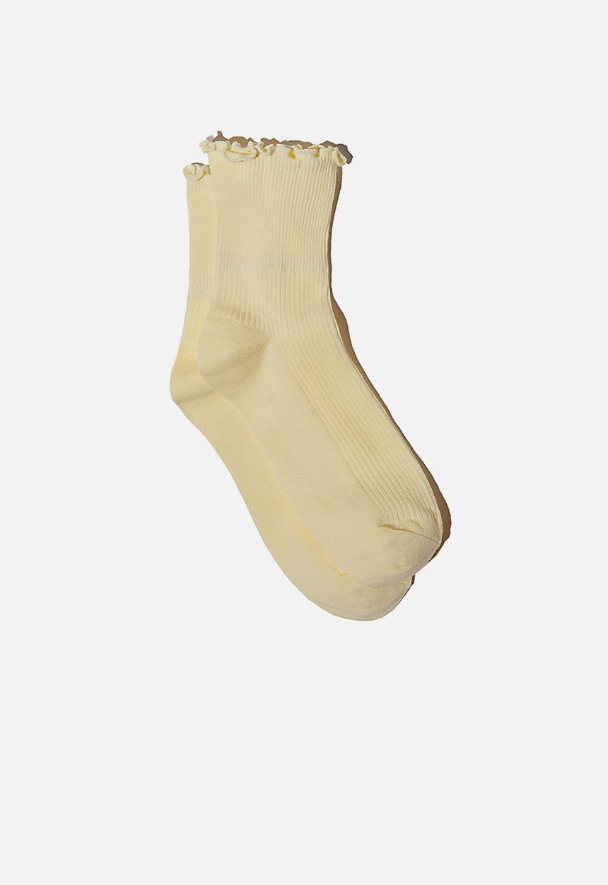 Cotton On - Frill ribbed quarter crew sock - lemon