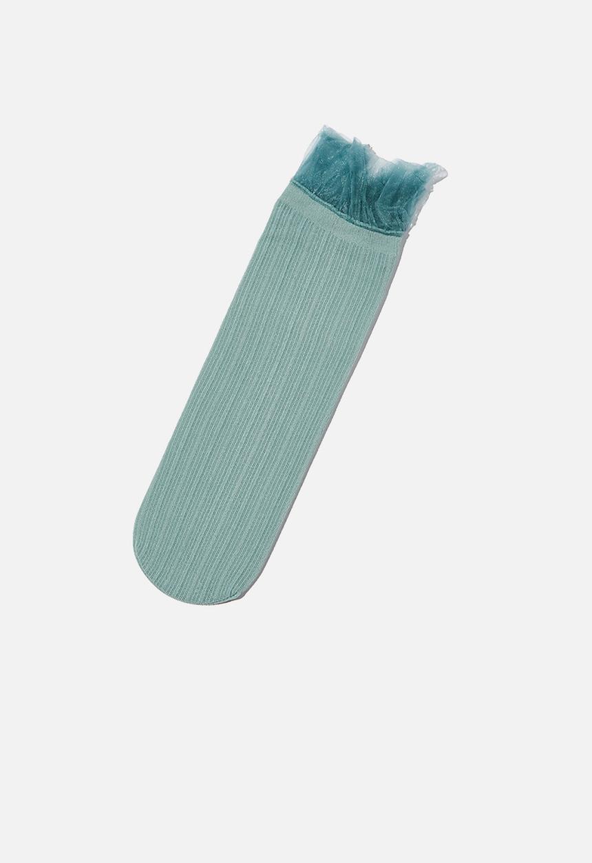 Cotton On - Sheer frilled ankle sock - jadeite