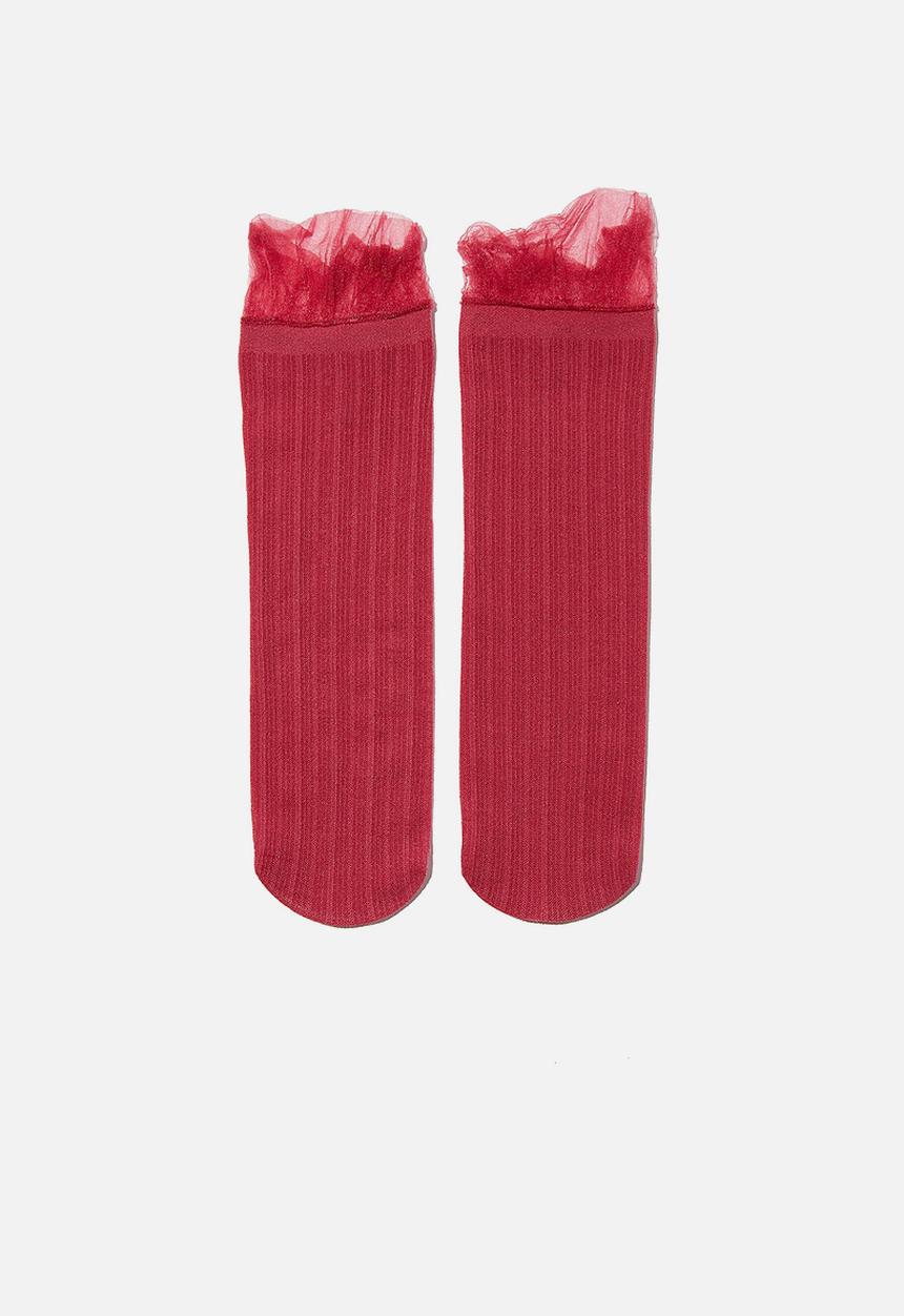 Cotton On - Sheer frilled ankle sock - dry rose