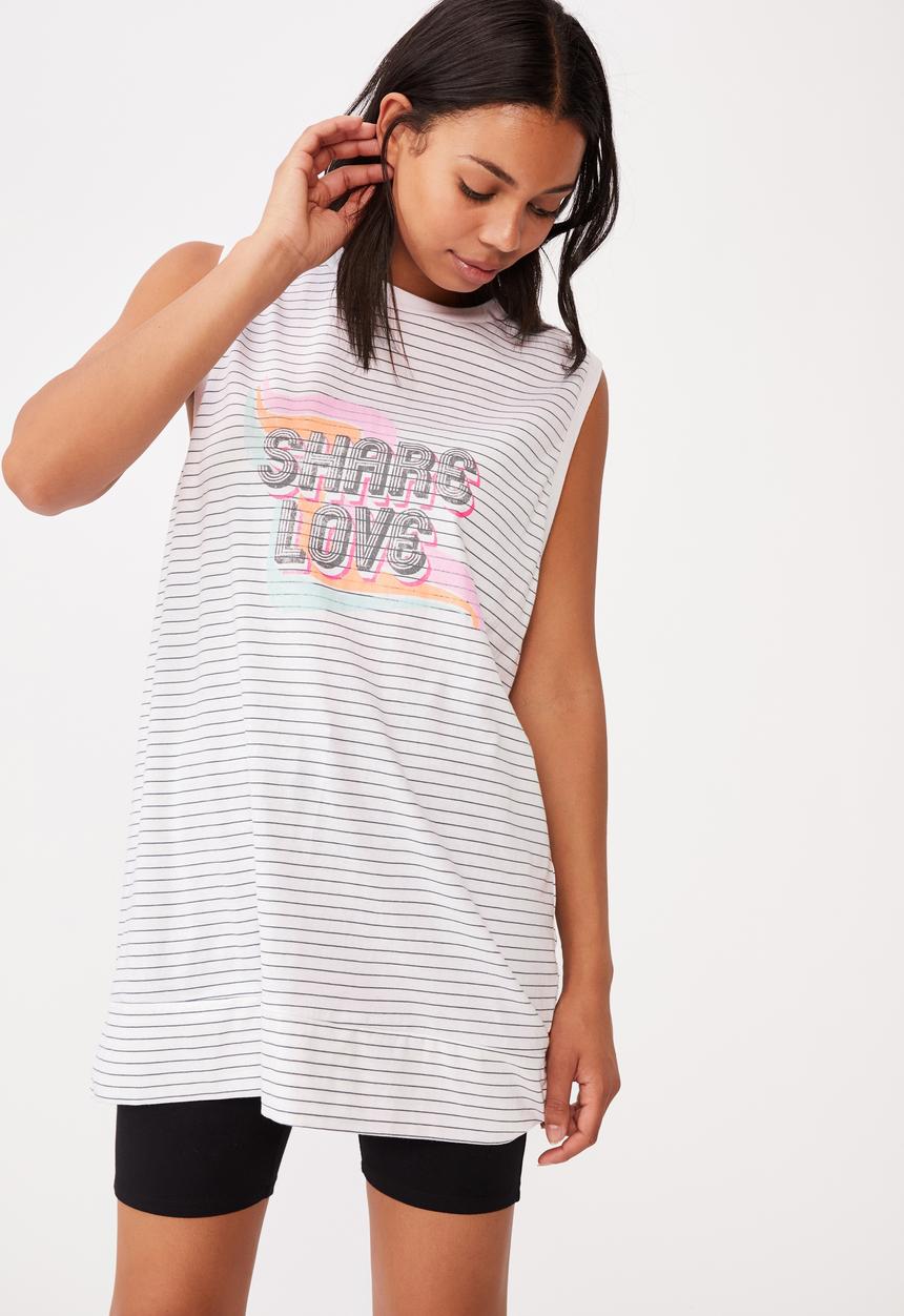 Cotton On - 90s Tank nightie - white & black 
