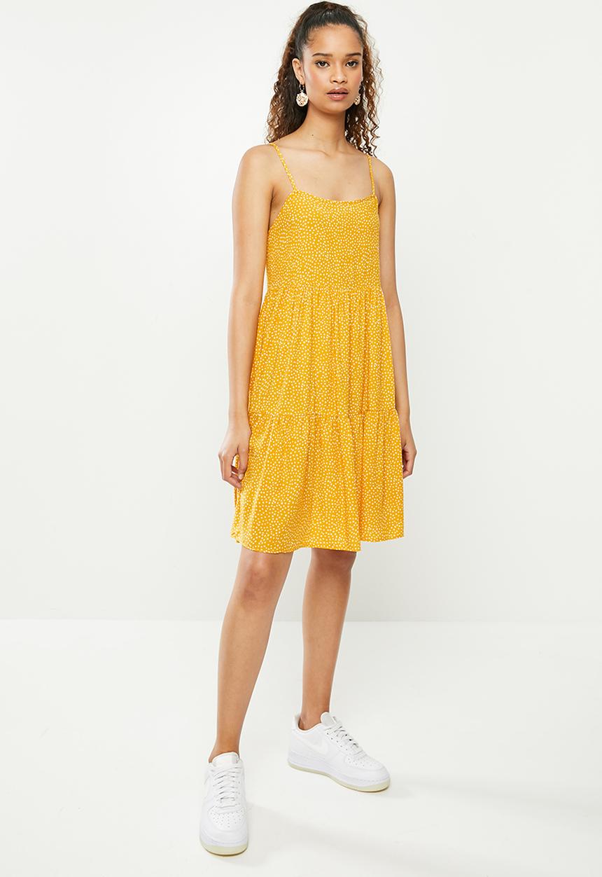 Blake - Printed tiered cami dress - yellow & white 