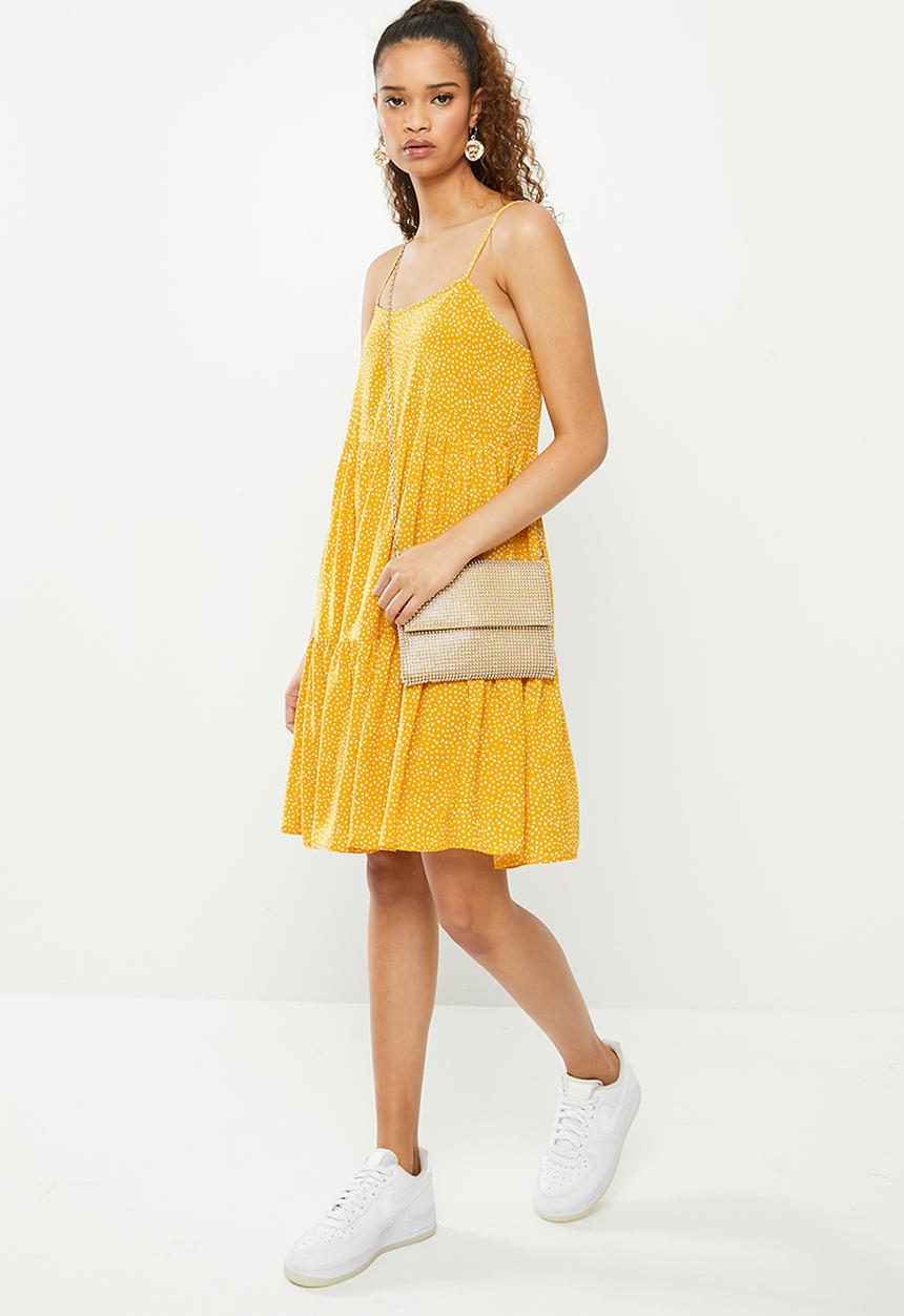 Blake - Printed tiered cami dress - yellow & white 