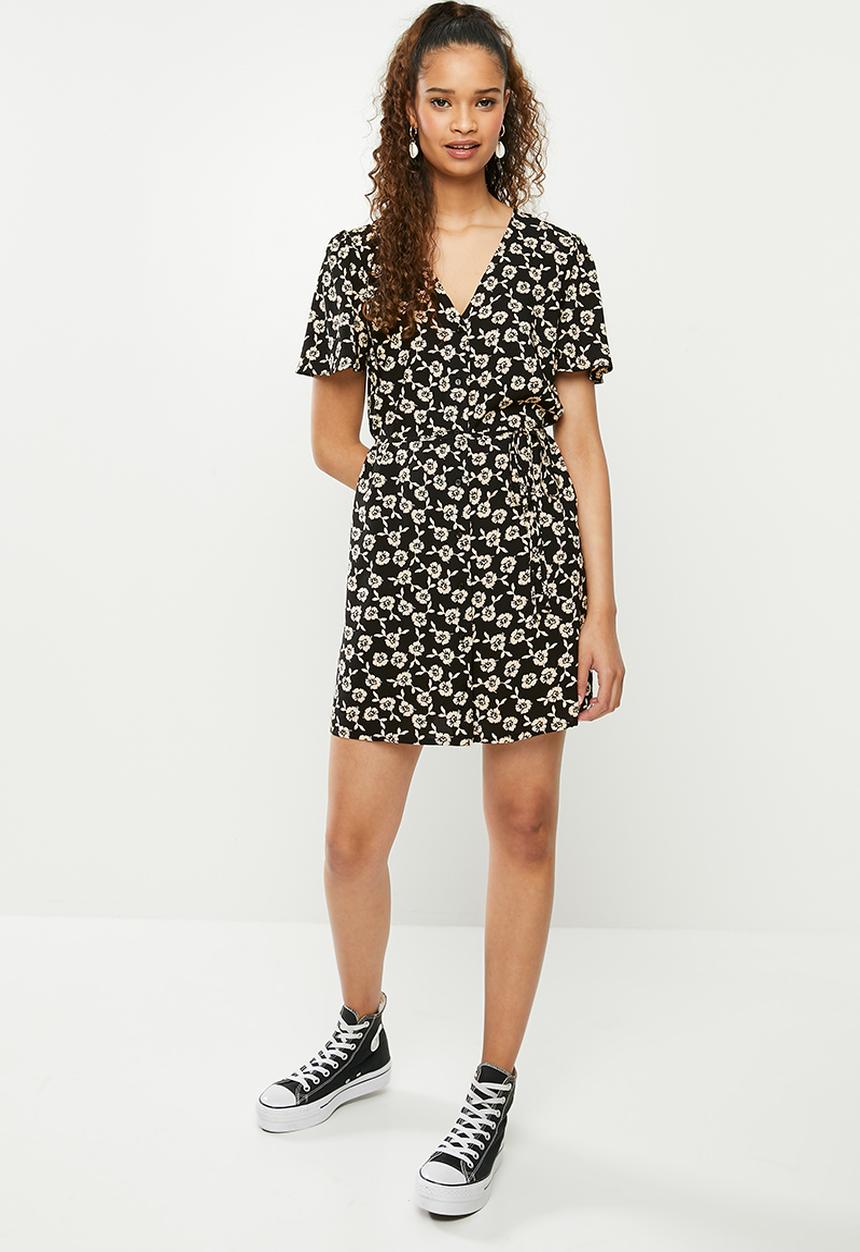 Blake - Button down mini dress - black & white 