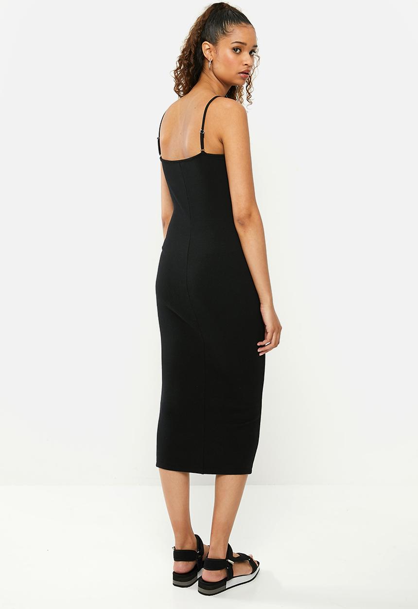 Blake - Rib cami midi dress - black
