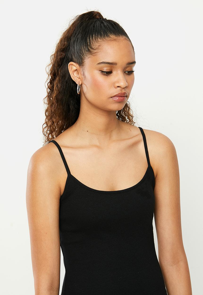 Blake - Rib cami midi dress - black