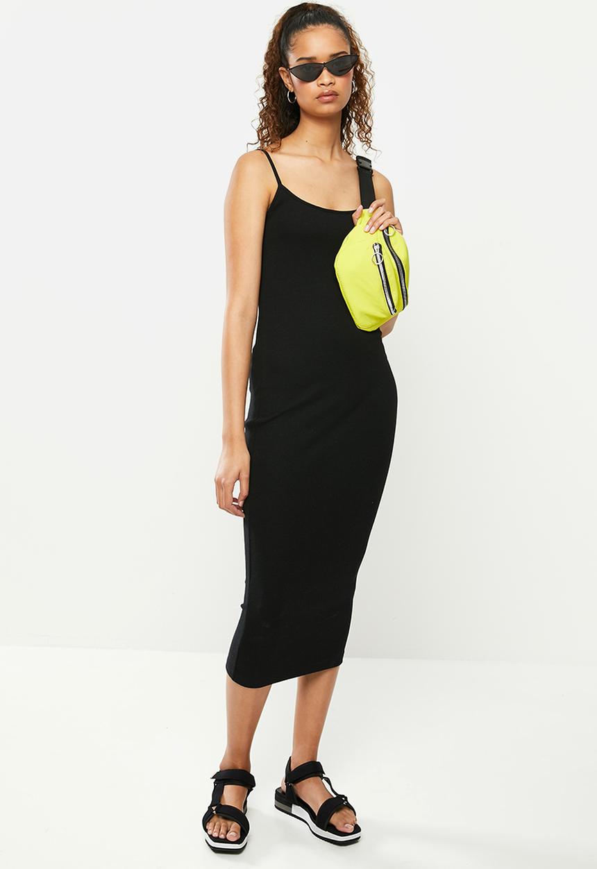 Blake - Rib cami midi dress - black