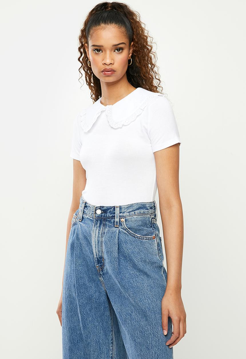 Blake - Statement collar combo T-shirt - white