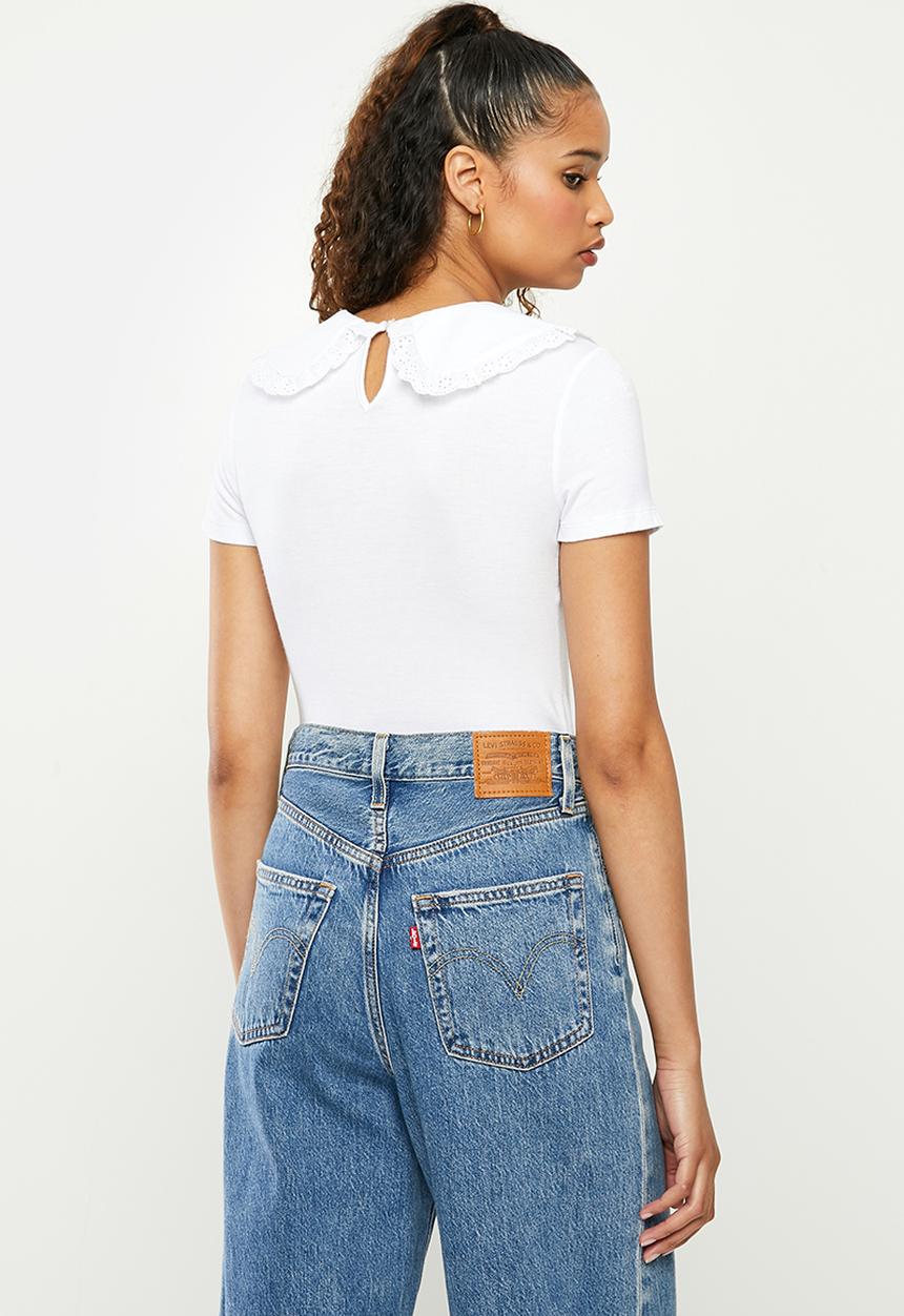 Blake - Statement collar combo T-shirt - white