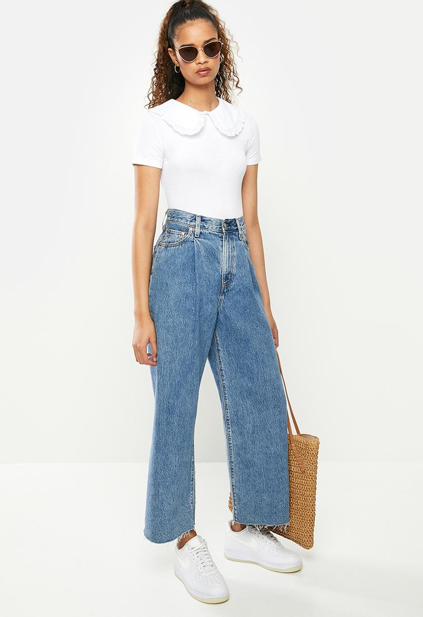 Blake - Statement collar combo T-shirt - white