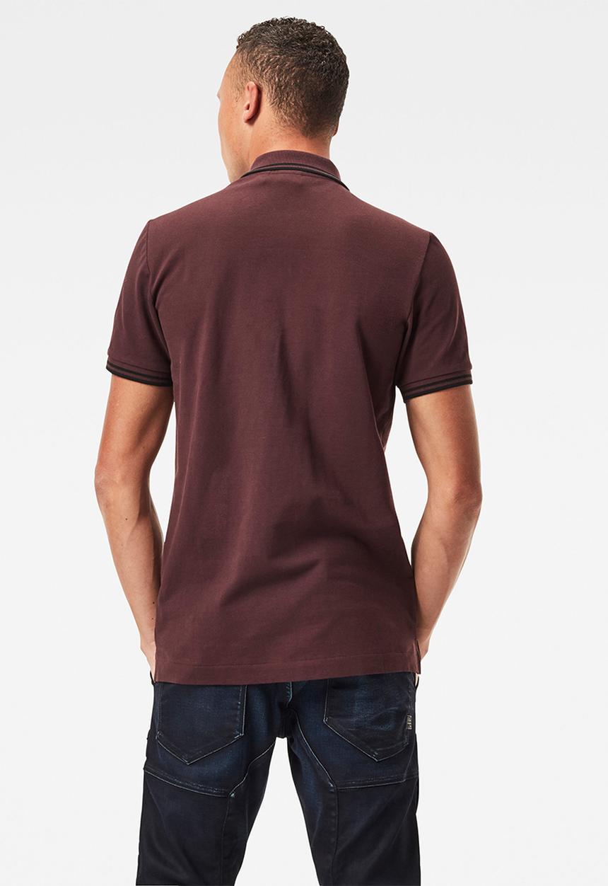 G-STAR - Dunda slim stripe short sleeve polo - burgundy 
