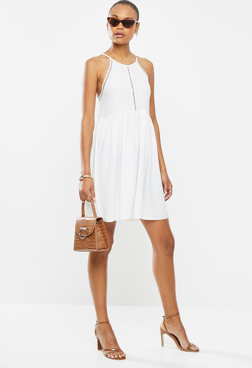 MILLA - Woven halter mini dress with trim - ivory