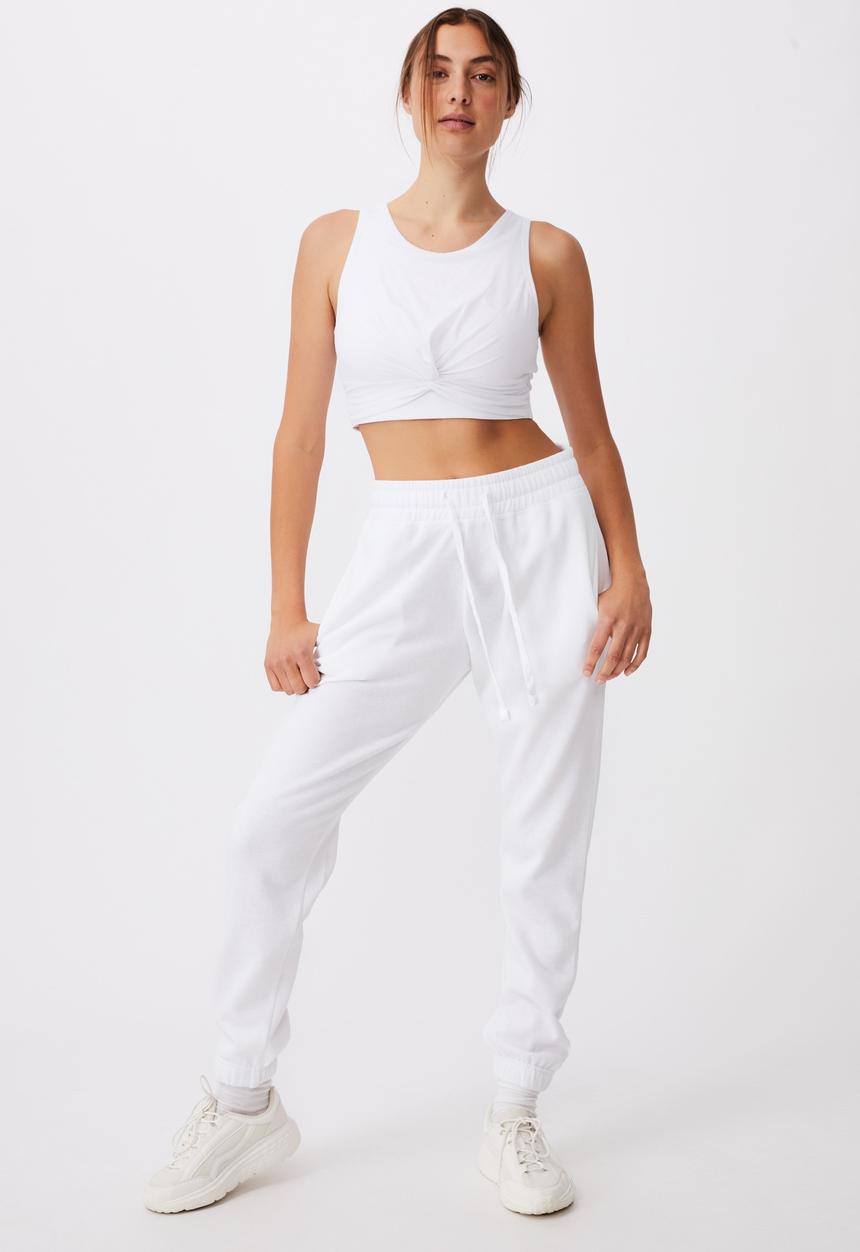 Cotton On - Lifestyle gym track pant - white