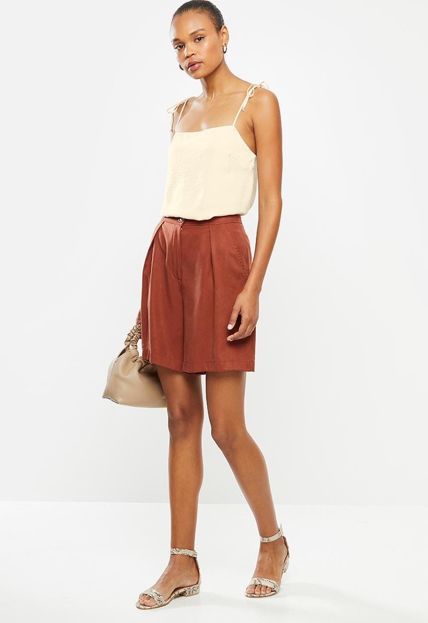 MILLA - Satin cami blouse witth ties - cream